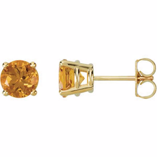 68619:109:P 14kt Yellow 6mm Round Citrine Friction Post Stud Earrings