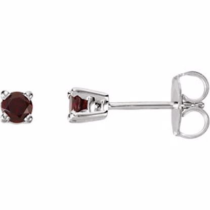 68619:110:P 14kt White 3mm Round Mozambique Garnet Friction Post Stud Earrings