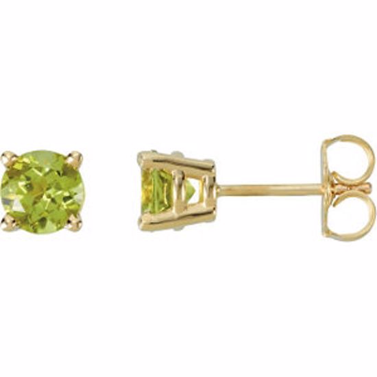 68619:111:P 14kt Yellow 5mm Round Peridot Friction Post Stud Earrings