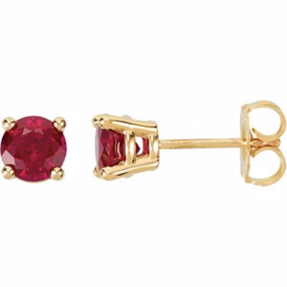 68619:125:P 14kt Yellow 5mm Round Chatham® Created Ruby Friction Post Stud Earrings