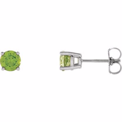 68619:129:P 14kt White 5mm Round Peridot Friction Post Stud Earrings