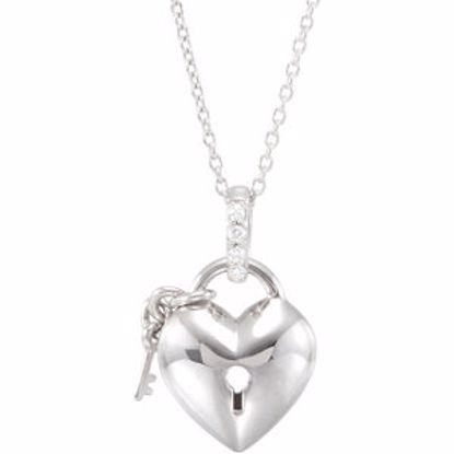 68666:100:P Sterling Silver .05 CTW Diamond Heart 18" Necklace