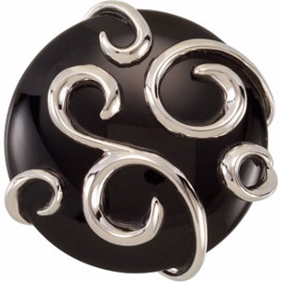 68677:101:P Sterling Silver Onyx Scroll Ring 