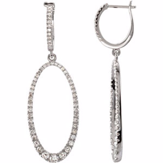 68658:100:P 14kt White 1 1/4 CTW Diamond Oval Silhouette Earrings 