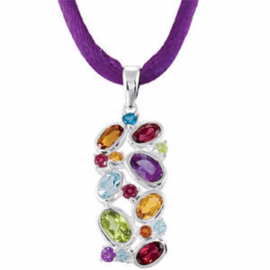 68023:102:P Sterling Silver London Blue Topaz, Brazilian Garnet, Amethyst, & Madeira Citrine 18" Necklace