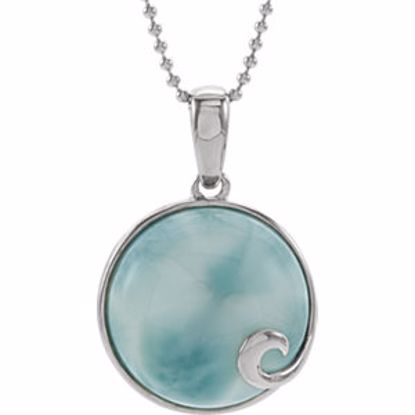 68291:102:P Sterling Silver Larimar Cabochon 18" Necklace