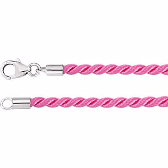 LEN039:302:P Pink 2mm Twisted Silk Cord 17" Necklace