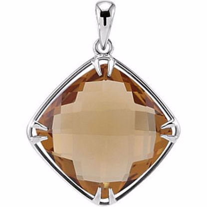 68575:103:P Sterling Silver 16x16mm Honey Quartz Pendant