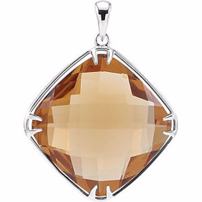 68575:104:P Sterling Silver 20x20mm Honey Quartz Pendant