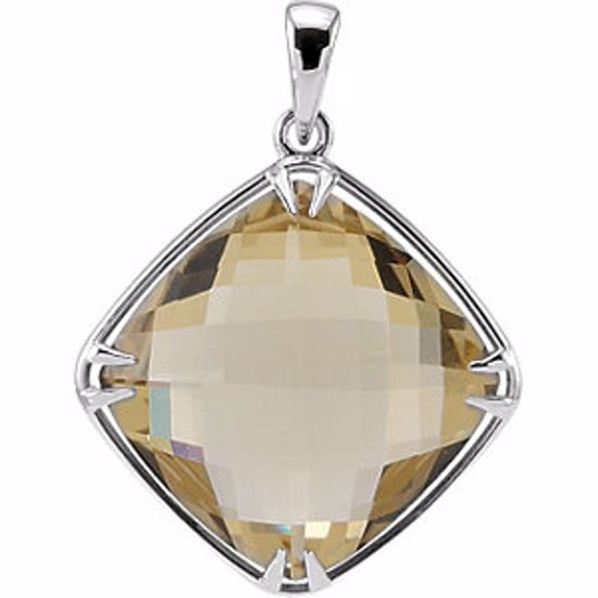 68575:105:P Sterling Silver 16x16mm Lemon Quartz Pendant