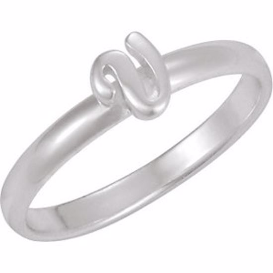 51055:185:P Sterling Silver Letter "V" Stackable Initial Ring Size 7