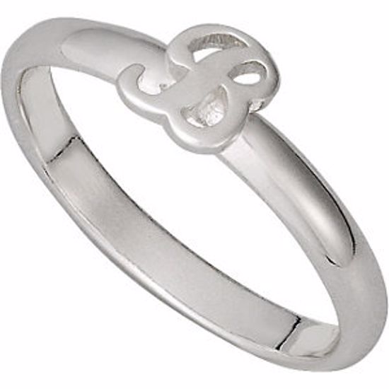 51055:107:P Sterling Silver Letter "B" Stackable Initial Ring Size 9