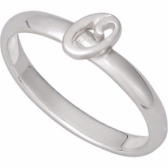 51055:157:P Sterling Silver Letter "O" Stackable Initial Ring Size 7