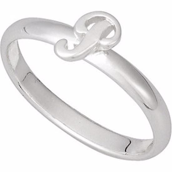 51055:160:P Sterling Silver Letter "P" Stackable Initial Ring Size 6