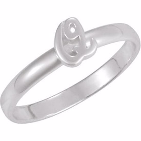 51055:165:P Sterling Silver Letter "Q" Stackable Initial Ring Size 7