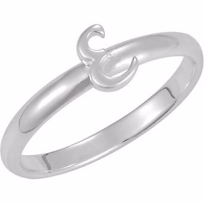 51055:118:P Sterling Silver Letter "E" Stackable Initial Ring Size 8