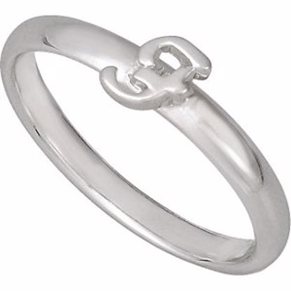 51055:122:P Sterling Silver Letter "F" Stackable Initial Ring Size 8