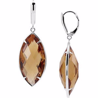 68527:235:P Sterling Silver Honey Quartz Lever Back Earrings