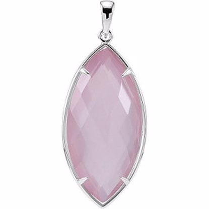 68528:366:P Sterling Silver 28x14mm Rose Quartz Pendant