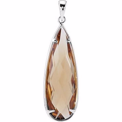 68519:114:P Sterling Silver 30x10mm Honey Quartz Pendant