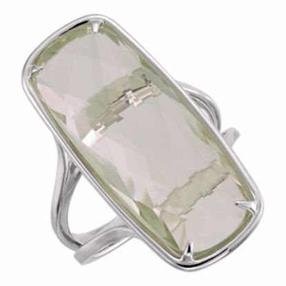 68591:216:P Sterling Silver 25x10mm Genuine Green Quartz Ring