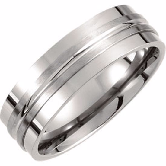 T935:070:P Titanium 7.2mm Double Groove Satin Finish Band Size 7