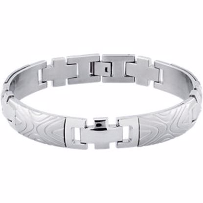 B941:101:P Stainless Steel Wood Grain Bracelet