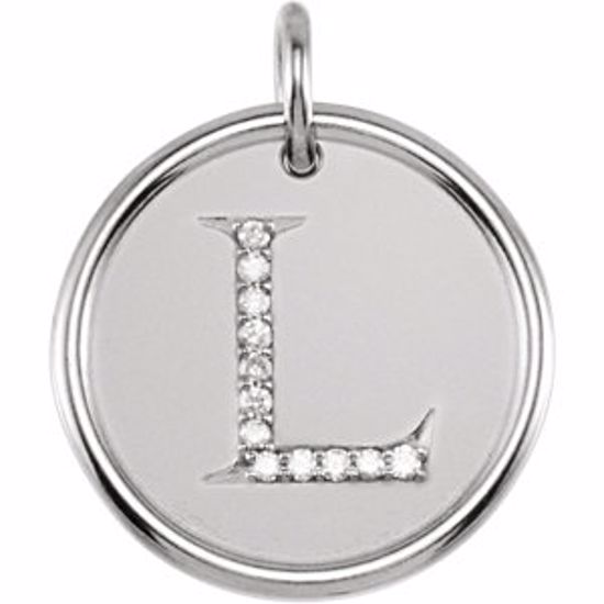 85088:1017:P 14kt White .06 CTW Diamond Initial "L" Pendant