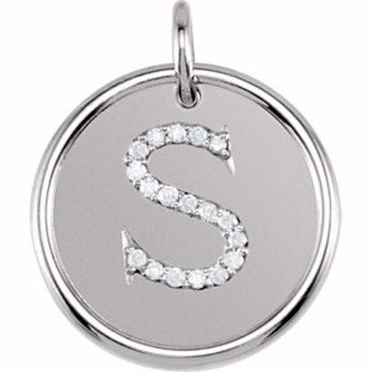 85088:1029:P 14kt White 1/10 CTW Diamond Initial "S" Pendant