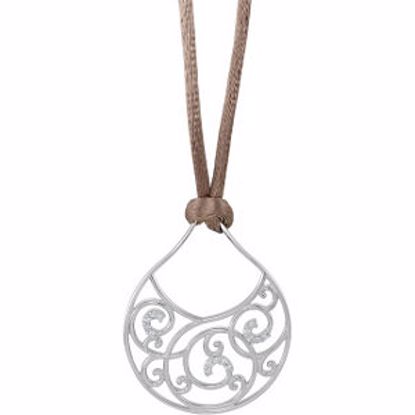 68735:102:P Sterling Silver 1/6 CTW Diamond Scroll Pendant with Coffee Satin 18" Cord