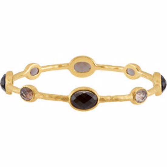 68788:101:P 8" Genuine Checkerboard Smoky Quartz Bangle Bracelet