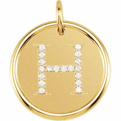 85088:1038:P 14kt Yellow 1/10 CTW Diamond Initial "H" Pendant