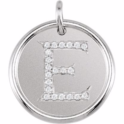 85088:1045:P 14kt White 1/10 CTW Diamond Initial "E" Pendant