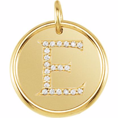 85088:1046:P 14kt Yellow 1/10 CTW Diamond Initial "E" Pendant