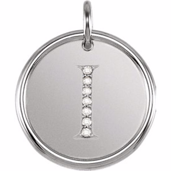 85088:1065:P 14kt White .04 CTW Diamond Initial "I" Pendant