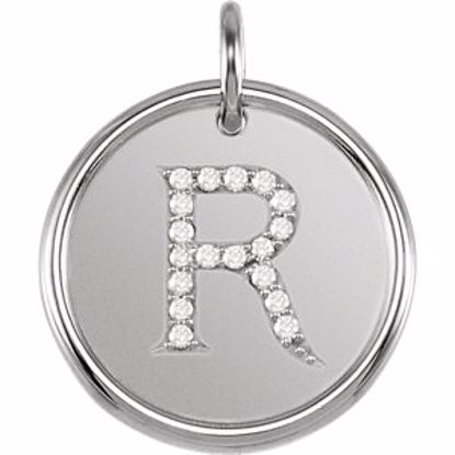 85088:1069:P 14kt White 1/10 CTW Diamond Initial "R" Pendant