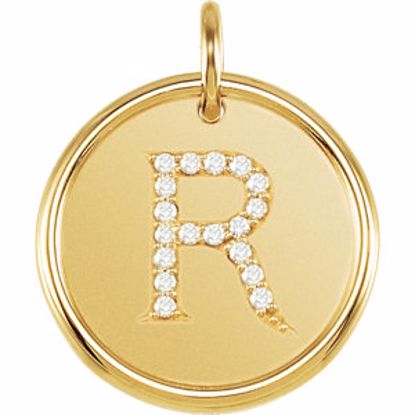 85088:1070:P 14kt Yellow 1/10 CTW Diamond Initial "R" Pendant