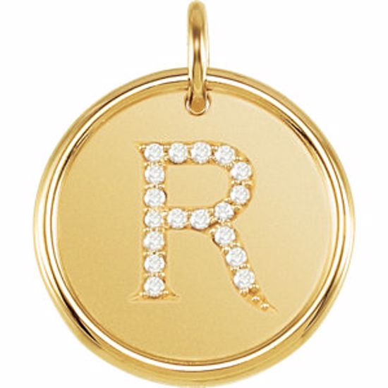 85088:1070:P 14kt Yellow 1/10 CTW Diamond Initial "R" Pendant