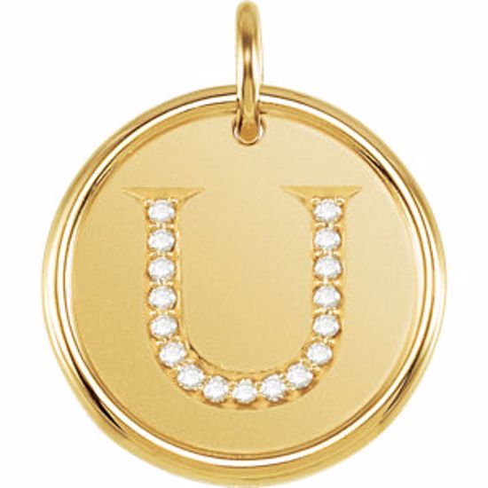 85088:1089:P 14kt Yellow .08 CTW Diamond Initial "U" Pendant