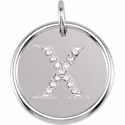 85088:1092:P 14kt White .06 CTW Diamond Initial "X" Pendant