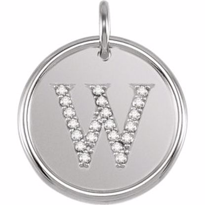 85088:1096:P 14kt White 1/10 CTW Diamond Initial "W" Pendant