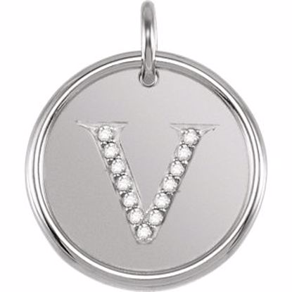 85088:1102:P Sterling Silver .06 CTW Diamond Initial "V" Pendant