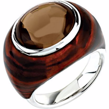 67466:105:P Smoky Quartz Tiger Print Enamel Ring