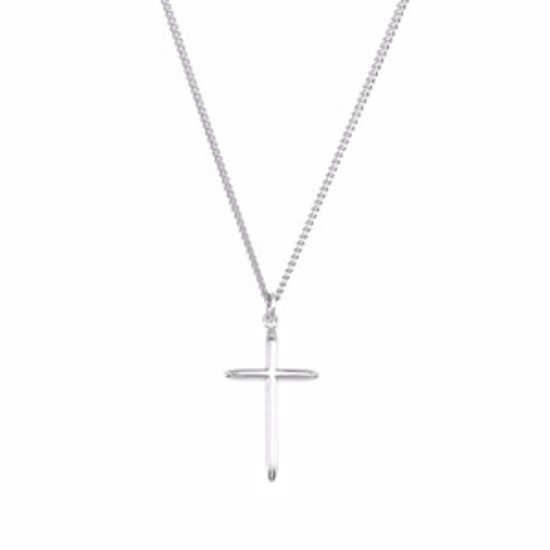 R16273:1041700:P Sterling Silver 25x15mm Cross 18" Necklace with Box