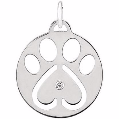 68791:109:P 14kt White .02 CTW Diamond Dog Paw Charm