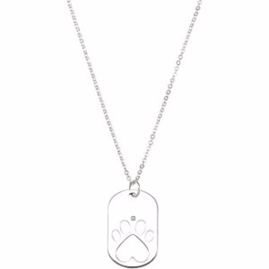 68792:104:P Sterling Silver 32x20.6mm .02 CTW Diamond Dog Tag 18" Necklace with Packaging