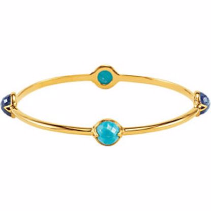 68848:102:P 18kt Vermeil Turquoise & Kyanite Bangle 7.5" Bracelet