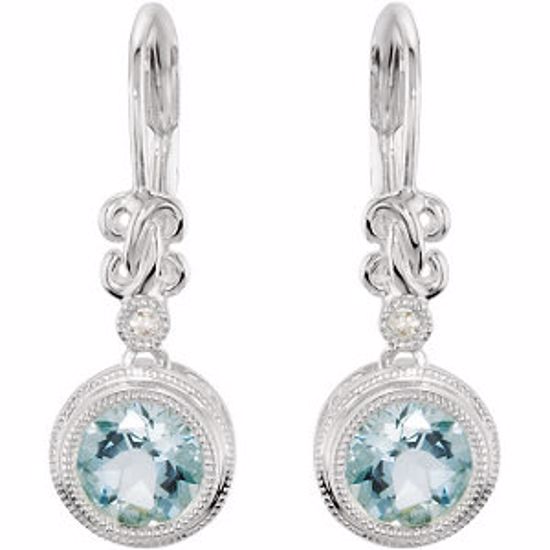 66278:60003:P Sterling Silver Aquamarine & .02 CTW Diamond Earrings