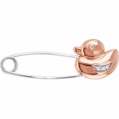 R48061:100:P 14kt Rose & White Youth Diamond Duck Brooch