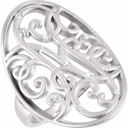 68798:1008:P Sterling Silver .06 CTW Diamond Scroll Bead Blast Ring Size 8